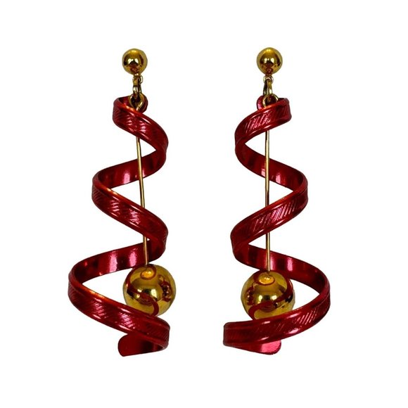 Unbranded Jewelry - New Years Eve Party Earrings Spiral Dangle Holidays Jewelry Gold Tone Fun